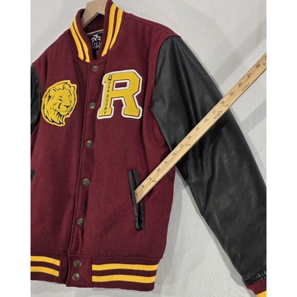 Vintage 90s USA Rugby Varsity Jacket Letterman Patches Red Black Men's M - Picture 9 of 16